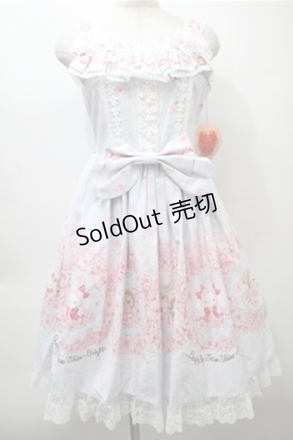 画像1: BABY,THE STARS SHINE BRIGHT / SA KU RAくみゃちゃん柄ジャンパースカートI  サックス S-25-10-23-1034-BA-OP-AS-ZS (1)