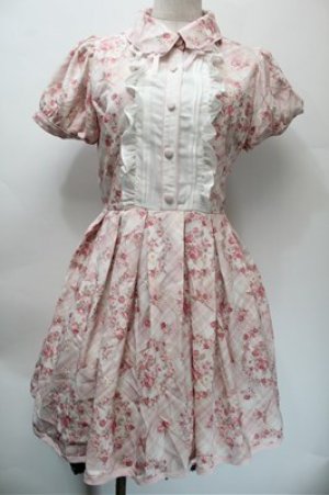 画像: LIZ　LISA / チェック額縁花柄ワンピース  ピンク S-25-10-23-1010-LO-OP-HR-ZS