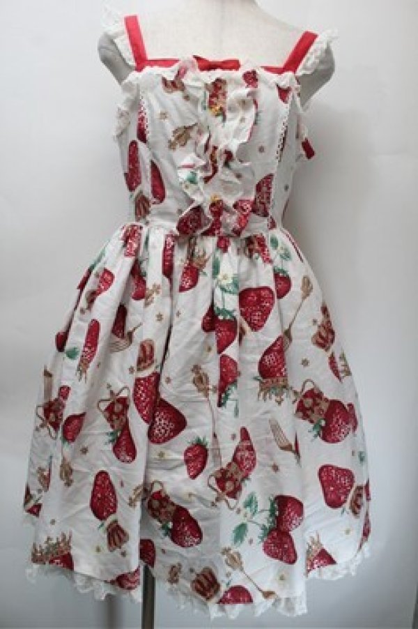画像1: Angelic Pretty / Royal Crown Berryジャンパースカート  白ｘ赤 S-25-10-23-1016-AP-OP-HR-ZS (1)