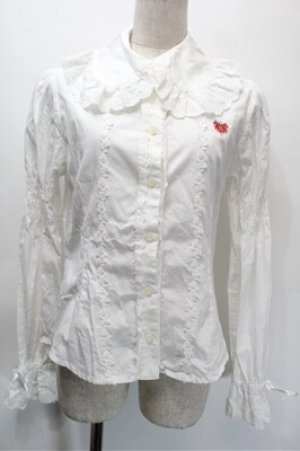 画像: BABY,THE STARS SHINE BRIGHT / 刺繍入り後ろピンタックブラウス  白 S-25-10-23-1003-BA-BL-HR-ZS