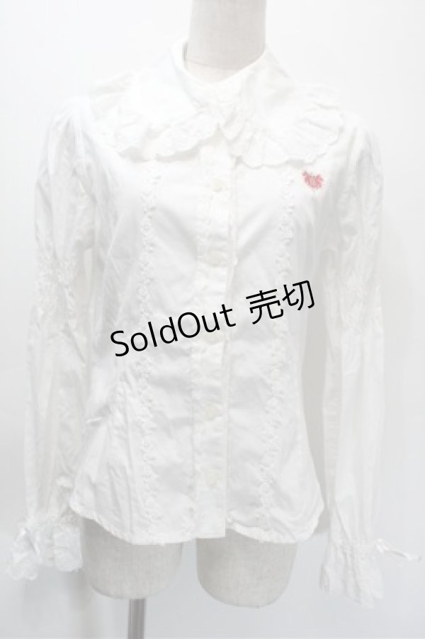 画像1: BABY,THE STARS SHINE BRIGHT / 刺繍入り後ろピンタックブラウス  白 S-25-10-23-1003-BA-BL-HR-ZS (1)