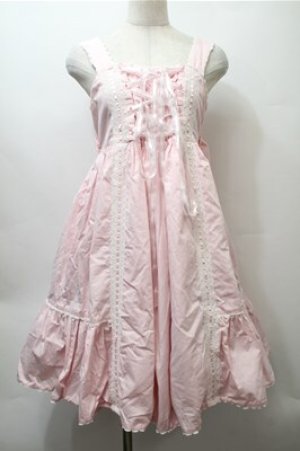 画像: metamorphose / ハイウエストバッスルジャンパースカート  ピンク S-25-10-23-1026-ME-OP-AS-ZS