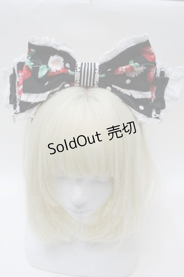 画像2: Angelic Pretty / 摘みたていちごカチューシャ  黒 S-25-10-23-015-AP-AC-HR-ZS (2)