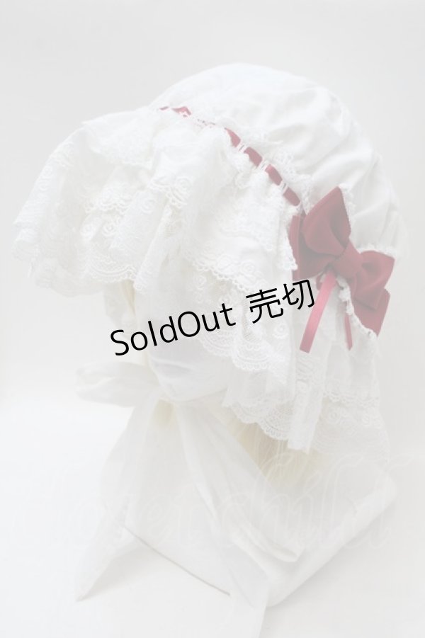 画像1: BABY,THE STARS SHINE BRIGHT / champetre fleurieマザーボンネット  白ｘ赤 S-25-10-23-036-BA-AC-AS-ZS (1)