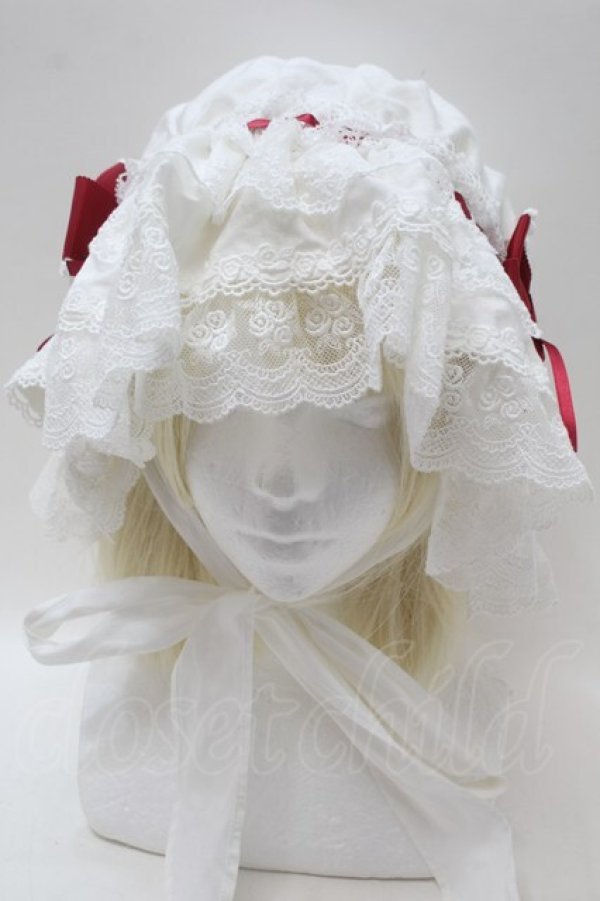 画像2: BABY,THE STARS SHINE BRIGHT / champetre fleurieマザーボンネット  白ｘ赤 S-25-10-23-036-BA-AC-AS-ZS (2)