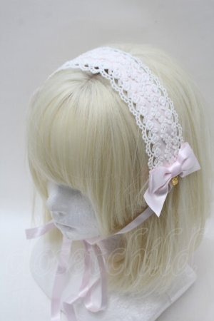 画像: BABY,THE STARS SHINE BRIGHT / お花レースの小さなリボンヘッドドレス  ピンク S-25-10-23-037-BA-AC-AS-ZS