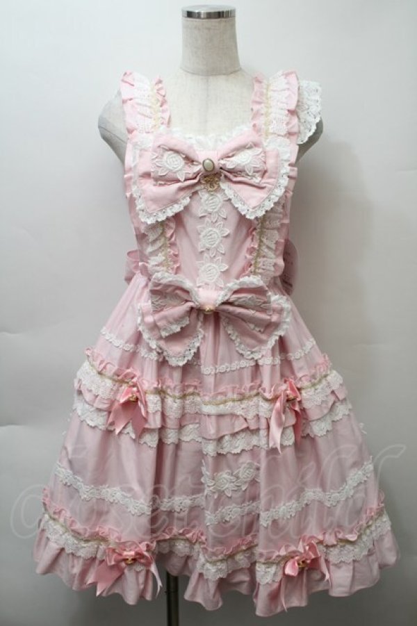 画像1: BABY,THE STARS SHINE BRIGHT / Rose Lace Rococoジャンパースカート  ピンク S-25-10-24-003-BA-OP-AS-ZS (1)