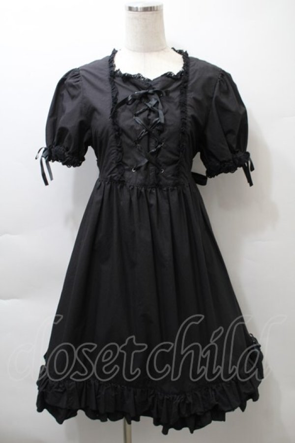 画像1: metamorphose / ハイウエスト袖付ジャンパースカート  黒 S-25-10-24-039-ME-OP-HR-ZS (1)