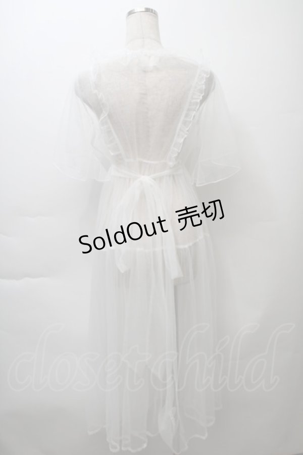 画像2: To Alice / パール釦チュールロングカーディガン  白 S-25-10-24-1034-LO-TO-HR-ZS (2)