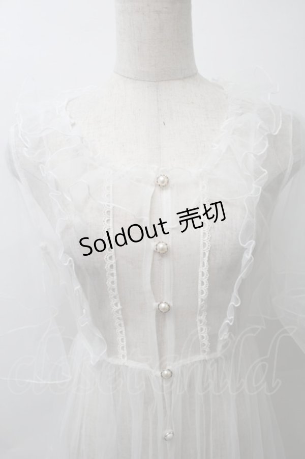 画像3: To Alice / パール釦チュールロングカーディガン  白 S-25-10-24-1034-LO-TO-HR-ZS (3)