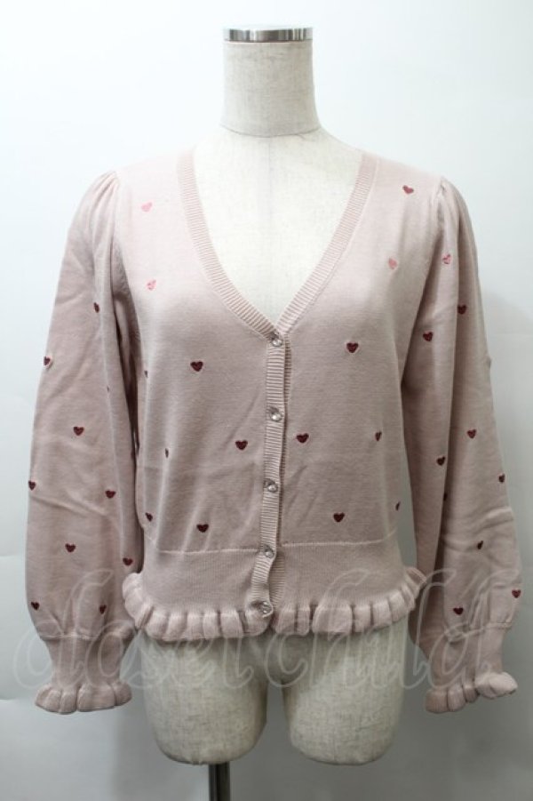 画像1: Ank Rouge / ハート刺繍コンパクトカーディガン  ピンク S-25-10-24-1060-CA-TO-HR-ZS (1)