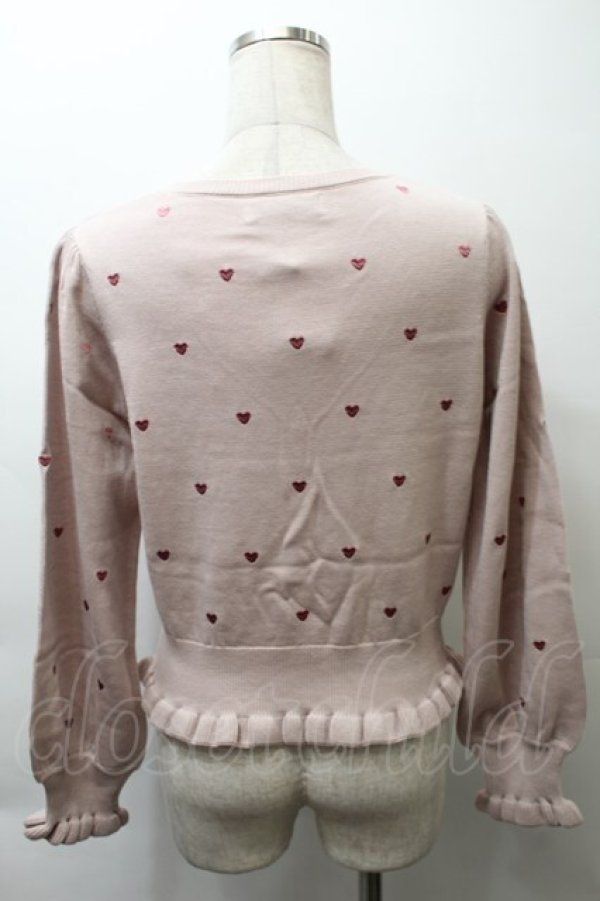 画像2: Ank Rouge / ハート刺繍コンパクトカーディガン  ピンク S-25-10-24-1060-CA-TO-HR-ZS (2)