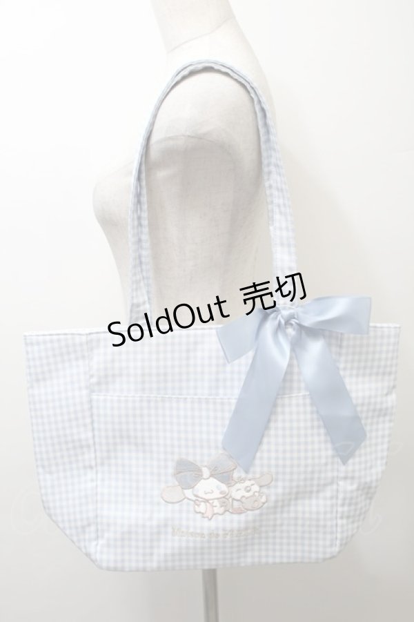 画像1: Maison de FLEUR / シナモロール&みるくギンガムチェックトートバッグ  サックス S-25-10-24-1008-LO-BG-AS-ZS (1)