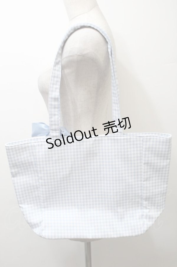 画像2: Maison de FLEUR / シナモロール&みるくギンガムチェックトートバッグ  サックス S-25-10-24-1008-LO-BG-AS-ZS (2)