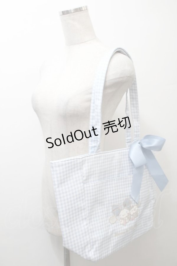 画像3: Maison de FLEUR / シナモロール&みるくギンガムチェックトートバッグ  サックス S-25-10-24-1008-LO-BG-AS-ZS (3)