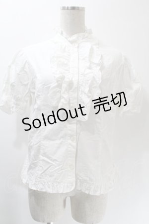 画像: metamorphose / フリル立ち襟ブラウス  白 S-25-10-24-1011-ME-BL-HR-ZS