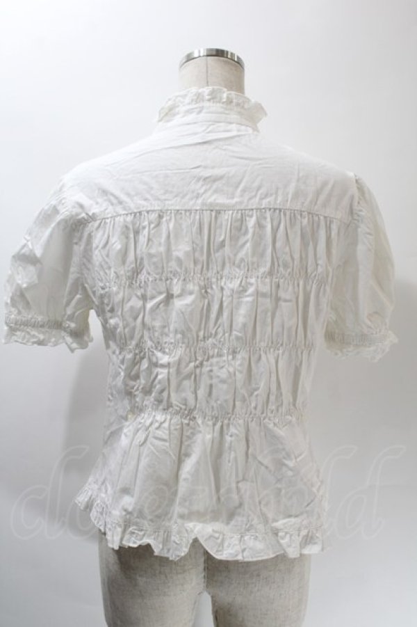 画像2: metamorphose / フリル立ち襟ブラウス  白 S-25-10-24-1011-ME-BL-HR-ZS (2)