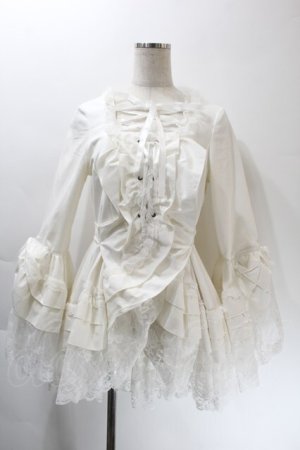 画像: MARBLE / 編み上げ総フリルドレスワンピース  白 S-25-10-24-1013-GO-OP-AS-ZS