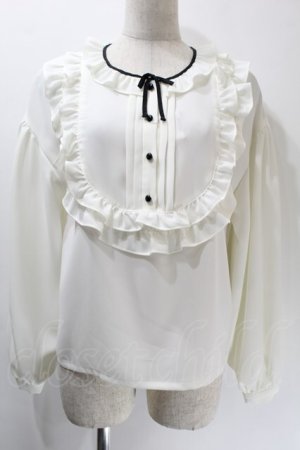 画像: MILK / Binフリルブラウス  白ｘ黒 S-25-10-24-1014-ML-BL-HR-ZS