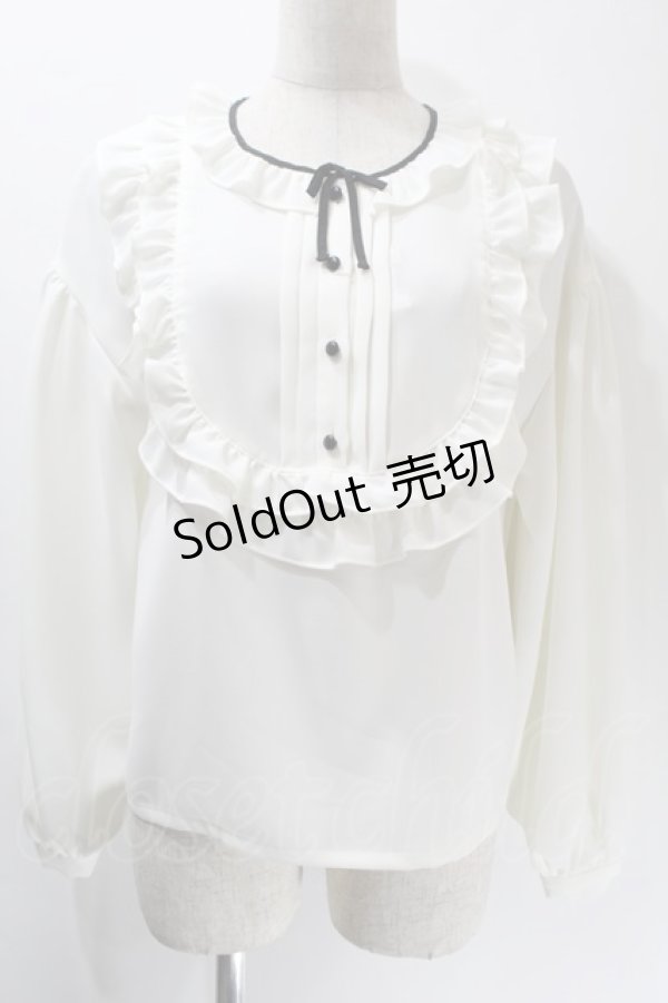 画像1: MILK / Binフリルブラウス  白ｘ黒 S-25-10-24-1014-ML-BL-HR-ZS (1)