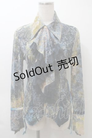 画像: Ozz On / ベロア切替柄シャツ  サックス S-25-10-24-1023-OO-BL-AS-ZS