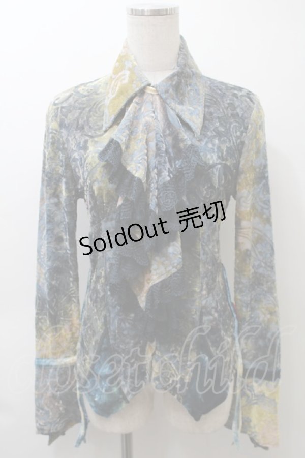 画像1: Ozz On / ベロア切替柄シャツ  サックス S-25-10-24-1023-OO-BL-AS-ZS (1)