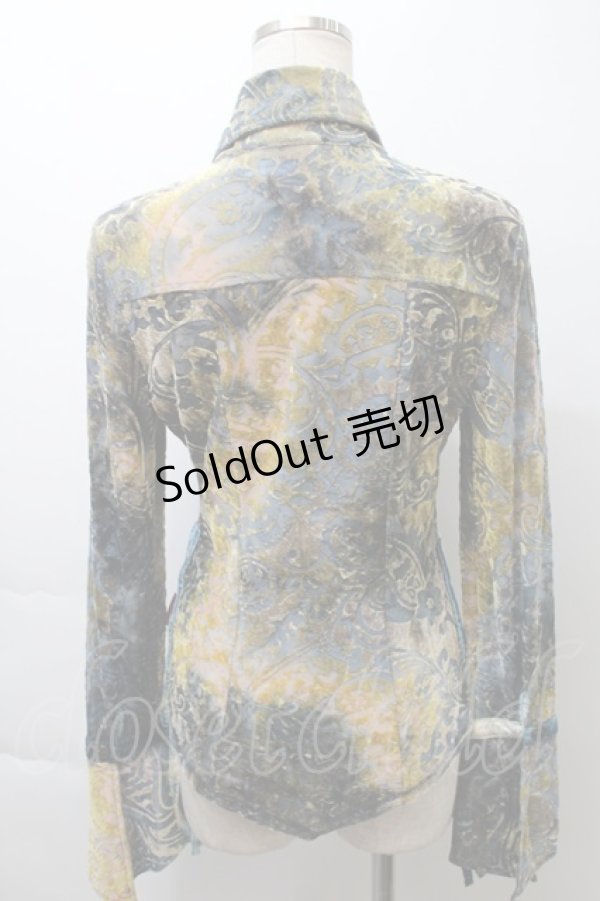 画像2: Ozz On / ベロア切替柄シャツ  サックス S-25-10-24-1023-OO-BL-AS-ZS (2)