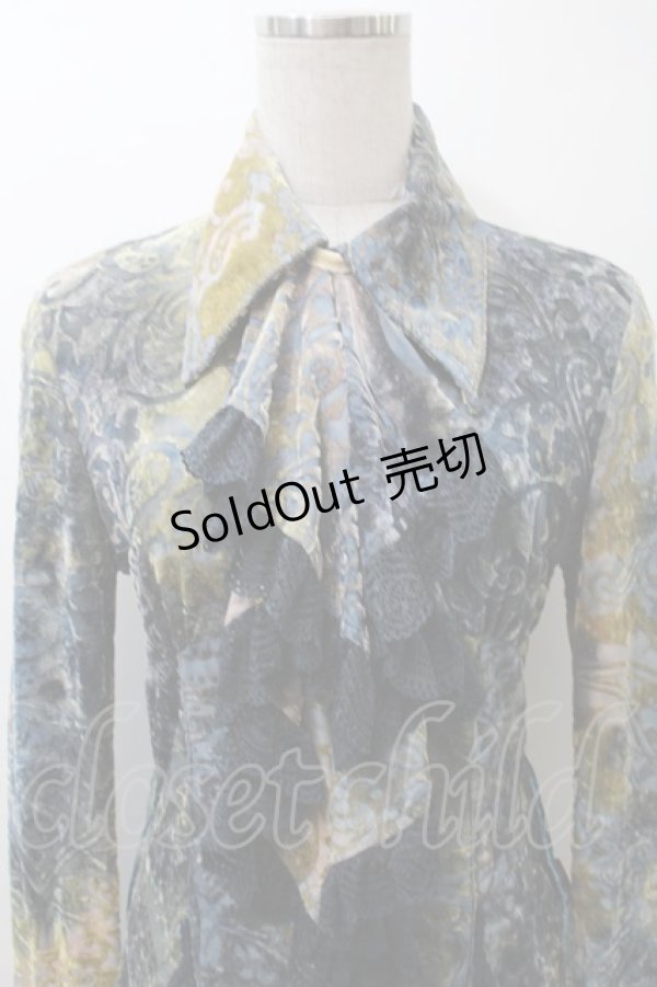 画像3: Ozz On / ベロア切替柄シャツ  サックス S-25-10-24-1023-OO-BL-AS-ZS (3)