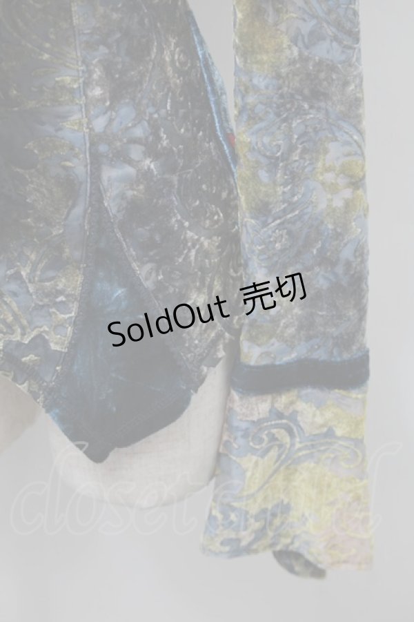 画像4: Ozz On / ベロア切替柄シャツ  サックス S-25-10-24-1023-OO-BL-AS-ZS (4)