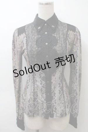 画像: OZZ ANGELO / レースプリントトップス  黒ｘカーキ S-25-10-24-1024-OO-TO-AS-ZS