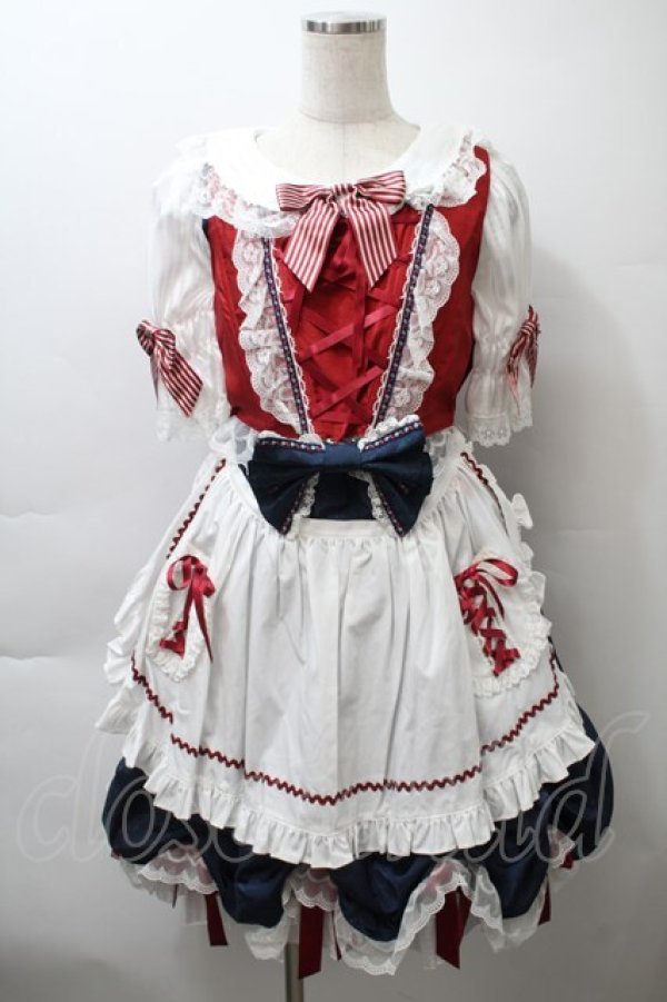 画像1: BABY,THE STARS SHINE BRIGHT / りんちゃんのグレーテルワンピースセット  白Ｘ紺Ｘ赤 S-25-10-24-015-BA-OP-SA-ZS (1)