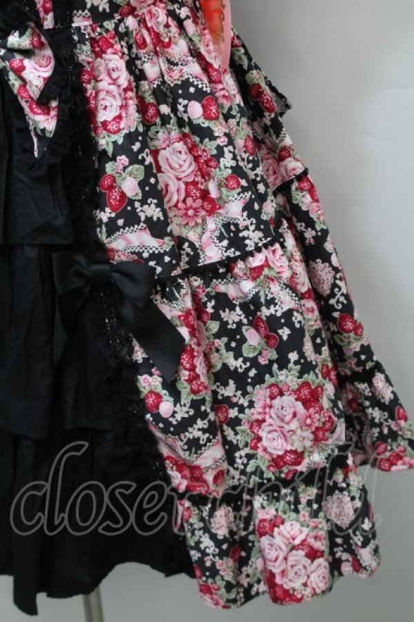 画像5: BABY,THE STARS SHINE BRIGHT / シュガーブーケ〜永遠の乙女の憧れ〜柄ジャンパースカートIII  黒ｘピンク S-25-10-24-021-BA-OP-HR-ZS (5)