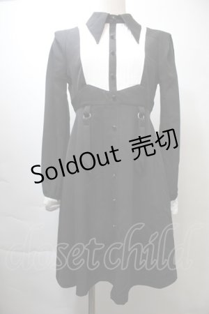 画像: EAT ME / ピンタックブラウスレイヤードワンピース  黒ｘ白 S-25-10-26-047-LO-OP-AS-ZS