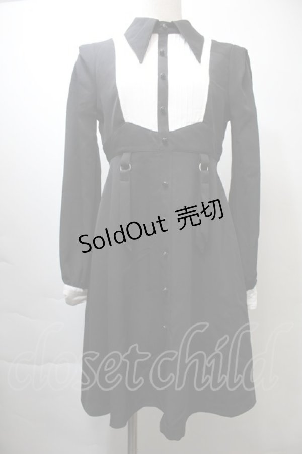 画像1: EAT ME / ピンタックブラウスレイヤードワンピース  黒ｘ白 S-25-10-26-047-LO-OP-AS-ZS (1)