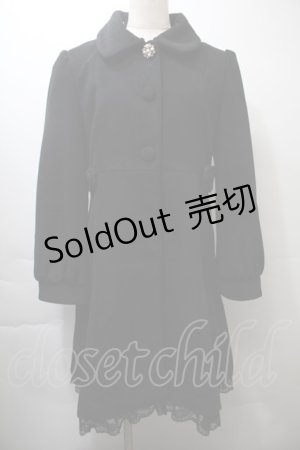 画像: axes femme / 裾レースビジューボタンコート  黒 S-25-10-26-049-AX-CO-HR-ZS