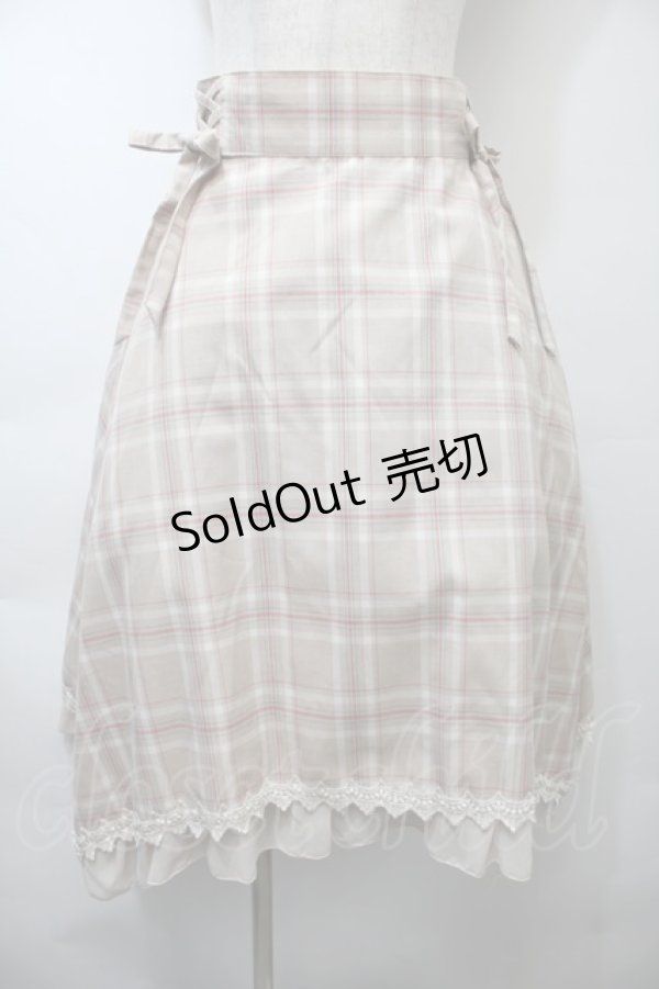 画像1: axes femme / マドラスチェック裾切替スカート  ベージュ S-25-10-26-051-AX-SK-HR-ZS (1)