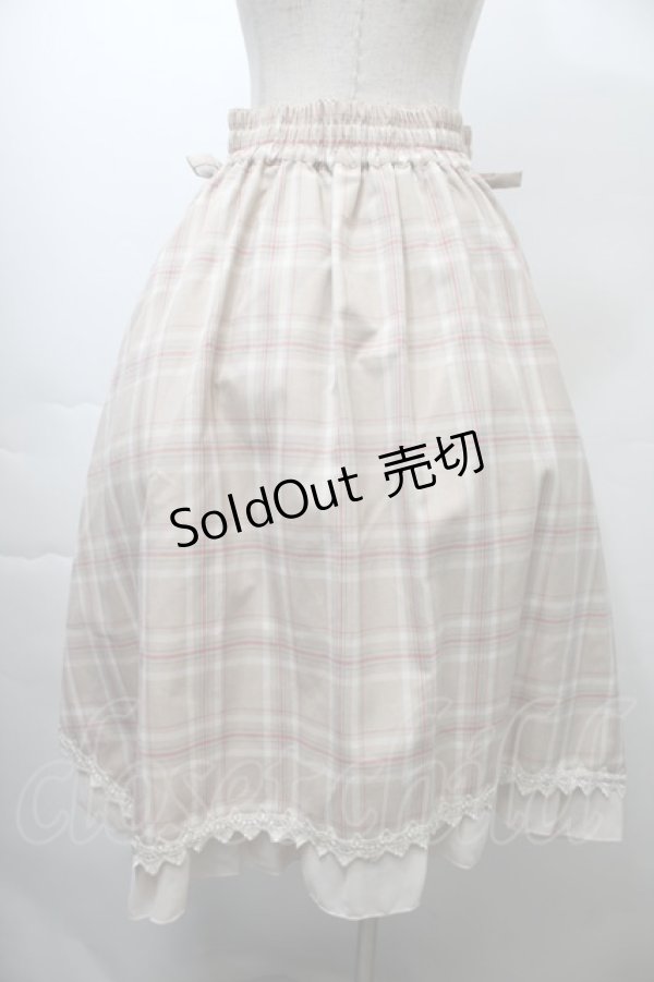 画像2: axes femme / マドラスチェック裾切替スカート  ベージュ S-25-10-26-051-AX-SK-HR-ZS (2)