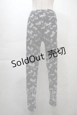 画像: NieR Clothing / 総柄レギンスパンツ  黒 S-25-10-26-060-PU-PA-HR-ZS