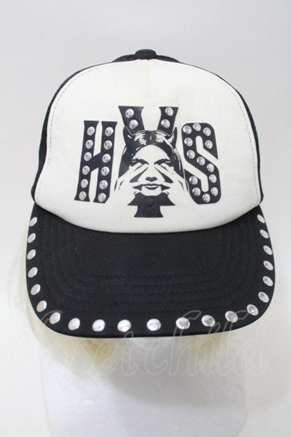 画像2: HYSTERIC GLAMOUR / /スタッズキャップ  黒ｘ白 S-25-10-26-006-PU-ZA-AS-ZS (2)