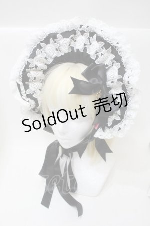 画像: BABY,THE STARS SHINE BRIGHT / エリザベスボンネット  黒ｘ白 S-25-10-26-007-BA-AC-AS-ZS