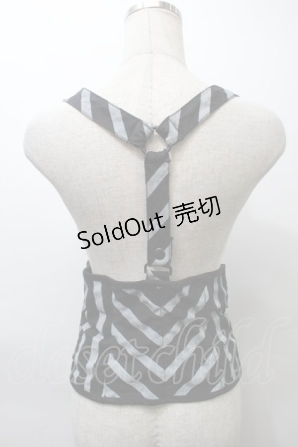 画像2: LIP SERVICE / ボーダーホルターネックビスチェ  黒ｘグレー S-25-10-26-013-PU-TO-HR-ZS (2)