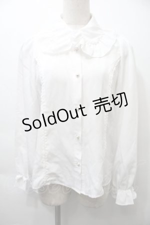 画像: axes femme kawaii / リボンタイ付きフリルブラウス（リボン欠品）  白 S-25-10-26-015-AX-BL-HR-ZS