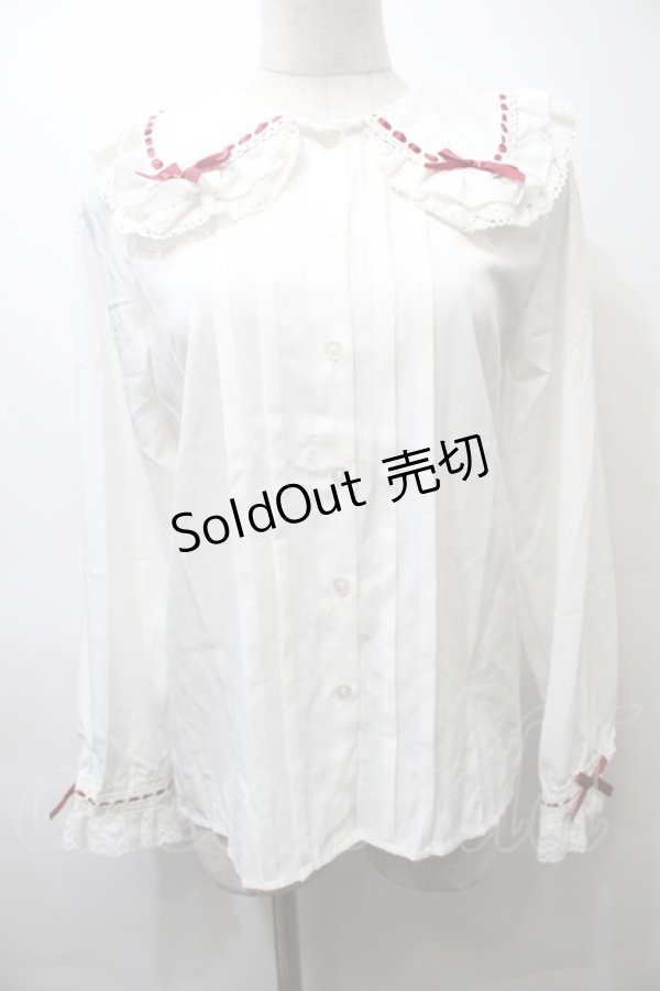画像1: LOLITA / はしごリボンレースブラウス  白ｘ赤 S-25-10-26-017-LO-BL-HR-ZS (1)