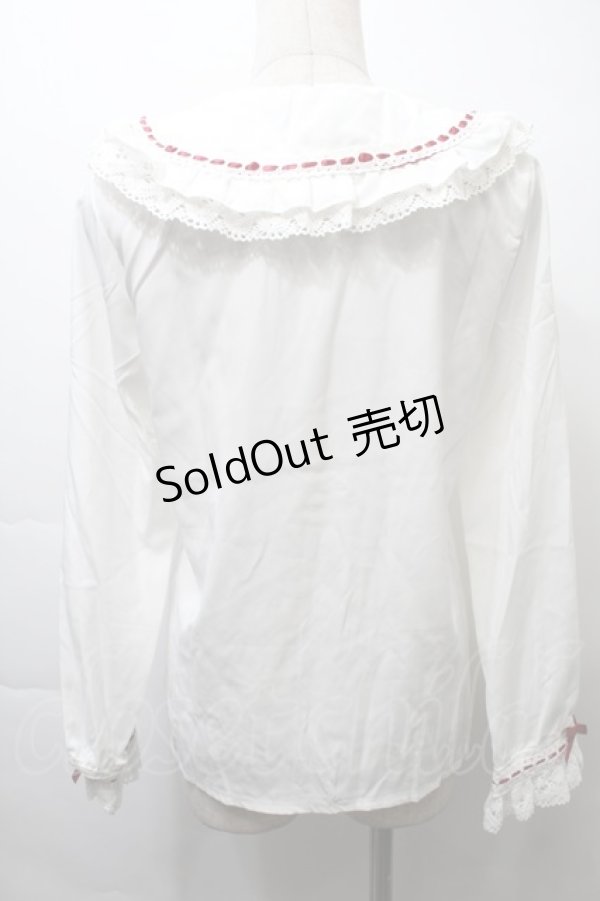 画像2: LOLITA / はしごリボンレースブラウス  白ｘ赤 S-25-10-26-017-LO-BL-HR-ZS (2)