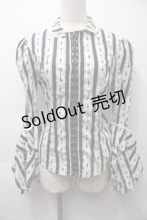 画像: ALICE and the PIRATES / ストライプフリルブラウス  オフ S-25-10-26-022-PA-TO-AS-ZS