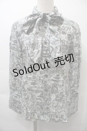 画像: ALGONQUINS / プリント総柄シャツ  白ｘグリーン S-25-10-26-024-AL-BL-HR-ZS