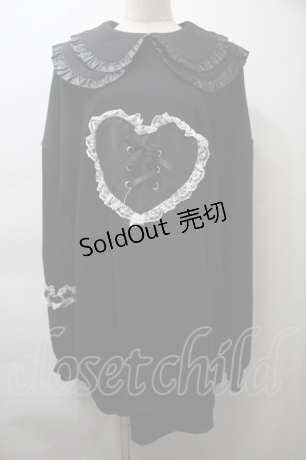 画像1: Jamie エーエヌケー / ガーター付きハートプルオーバー  黒 S-25-10-26-033-LO-ZA-HR-ZS (1)