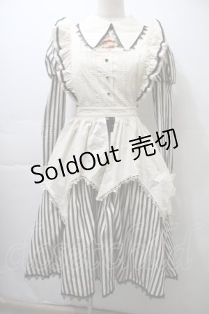 画像: 仲夏物語 / エプロン付きストライプワンピース  オフｘ黒 S-25-10-26-035-EL-OP-AS-ZS