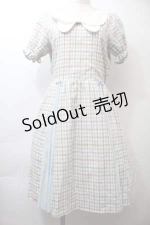 画像: axes femme POETIQUE / リボンチェック柄ワンピース  オフｘブラウンｘサックス S-25-10-26-040-AX-OP-HR-ZS