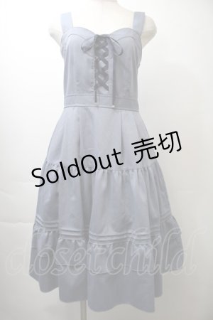 画像: axes femme / 編上ティアードジャンパースカート  ブルー S-25-10-26-041-AX-OP-HR-ZS